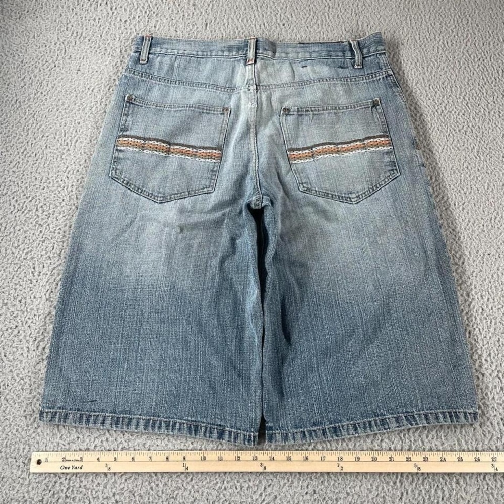 Vintage Southpole Baggy Hip-hop Skate Rave 38 Embroidered Denim Shorts Jorts Y2K - Picture 5 of 6